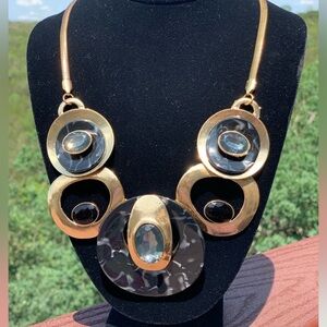 Oval‎ Stone Retro Inspired Statement Necklace